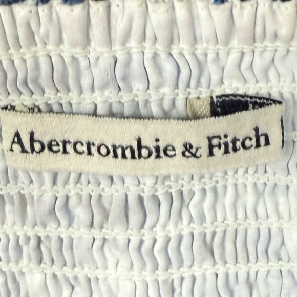 Abercrombie & Fitch Blue and White Floral Puff Sleeve Crop Top Sz XL - Picture 4 of 6